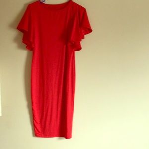 Red Butterfly Sleeve Dress